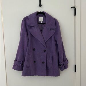Avec Les Filles Lavender Double-Breasted Pea Coat